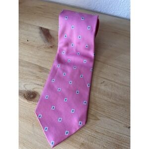 Brooks Brothers 346 100% Silk Tie - Geometric Pink/Blue - Made in USA